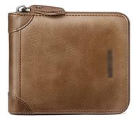 BIBTOO Exquisite Zipper PU Leather Wallet Men Purses Photo Holder Bank Card Billfold Note Compartment Coin Pocket Wallets Storage Bag Wallets(Brown)