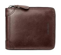 BIBTOO Exquisite Zipper PU Leather Wallet Men Purses Photo Holder Bank Card Billfold Note Compartment Coin Pocket Wallets Storage Bag Wallets(Coffee)