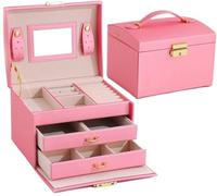 BIBTOO Joyero con Doble cajón, portátil, for Guardar Pendientes, Anillos, Pulseras y Joyas.(1)