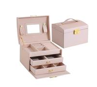 BIBTOO Joyero con Doble cajón, portátil, for Guardar Pendientes, Anillos, Pulseras y Joyas.