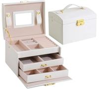 BIBTOO Joyero con Doble cajón, portátil, for Guardar Pendientes, Anillos, Pulseras y Joyas.(3)