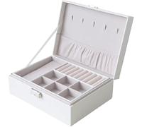BIBTOO Joyero de 2 Capas, Organizador de Joyas multifunción for Collares, Pendientes, uñas y Manos con Cerradura.(2)
