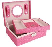 BIBTOO Joyero de 2 Capas, Organizador Multifuncional de Cuero con asa, Organizador de Collares, Caja de Almacenamiento de Joyas, Organizador de Joyas(2)
