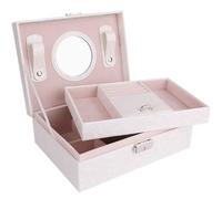 BIBTOO Joyero de 2 Capas, Organizador Multifuncional de Cuero con asa, Organizador de Collares, Caja de Almacenamiento de Joyas, Organizador de Joyas(4)