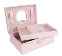 BIBTOO Joyero de 2 Capas, Organizador Multifuncional de Cuero con asa, Organizador de Collares, Caja de Almacenamiento de Joyas, Organizador de Joyas(5)