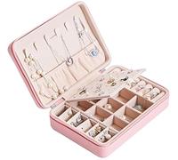 BIBTOO Joyero de Cuero con Espejo, Organizador de Joyas, Collar, Pendientes, Anillos, Pulseras, Caja de Almacenamiento, Estuche de Regalo.