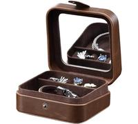 BIBTOO Joyero de Cuero sintético, Estuche de Viaje for Joyas, Organizador, Estuche de Almacenamiento con Espejo Incorporado.