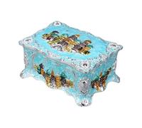 BIBTOO Joyero de Estilo Europeo con Espejo, Caja de Almacenamiento Vintage Rectangular de aleación de Metal, Organizador de Joyas de Dos Capas.(3)