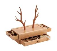 BIBTOO Joyero de Madera con diseño de astas for Mujer, Organizador de Joyas, Caja de Almacenamiento Multifuncional Vintage China, de Haya Negra.