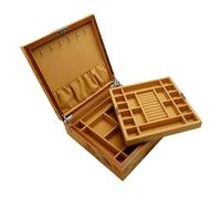 BIBTOO Joyero de Madera de 2 Capas, Organizador Grande for Collares, Anillos y Pulseras con Cerradura.