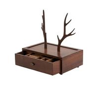 BIBTOO Joyero de Madera, joyero Vintage Multifuncional, joyero de Nogal Negro, Organizador de Joyas con cajón.