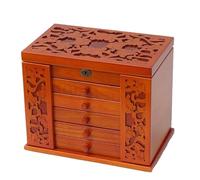 BIBTOO Joyero de Madera Maciza, joyero con Cerradura de Madera, joyero de Princesa Multicapa de Gran Capacidad con Espejo, joyero, joyero, Organizador de joyeros(1)