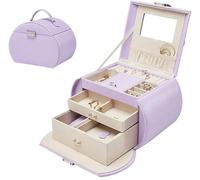 BIBTOO Joyero for niña, de Gran Capacidad y Multicapa, con Espejo, 2 cajones con Cerradura, Expositor for Pulseras, Pendientes, Anillos, Regalos for niñas y Mujeres.(1)