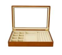 BIBTOO Joyero Multifuncional, Caja de Madera for Guardar Joyas, Bandeja de Microfibra for exhibir Anillos, Caja for Guardar Pulseras.