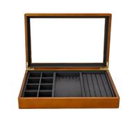 BIBTOO Joyero Multifuncional, Caja de Madera for Guardar Joyas, Bandeja de Microfibra for exhibir Anillos, Caja for Guardar Pulseras.