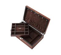 BIBTOO Joyero Organizador con Cerradura de 2 Capas de Madera, joyero, joyero, Regalo for Mujer.