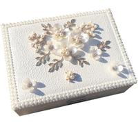 BIBTOO Joyero Organizador Regalo Creativo Estilo Pastoral joyero Simple pequeño Fresco Acabado de joyería Caja de Almacenamiento Caja de Cuero Multicapa con Cerradura Organizador de Joyas pequeño(1)