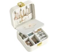 BIBTOO Joyero pequeño de Viaje con Tapa de Cuero sintético de Doble Capa y Caja for Guardar Joyas, Caja for Pendientes y Anillos.(1)