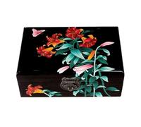BIBTOO Joyero Retro Vintage de Madera con Espejo, joyero Tradicional Chino Pintado a Mano, Organizador de Joyas, Caja de Almacenamiento de Recuerdos y baratijas.