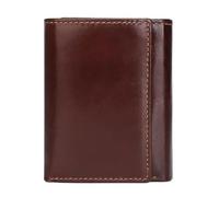 BIBTOO Leather Men's Wallet Fashion Short Men's Wallet Tri-Fold Men's Wallet Buckle(Chocolate)