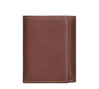 BIBTOO Leather Men's Wallet Fashion Short Men's Wallet Tri-Fold Men's Wallet Buckle(Coffee)