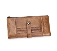 BIBTOO Long Men's Wallet Wallet Vintage Men's Leather Credit Card Bag Clutch Low Profile with Zipper(A)