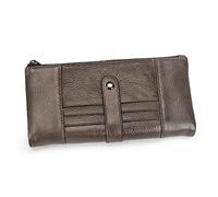 BIBTOO Long Men's Wallet Wallet Vintage Men's Leather Credit Card Bag Clutch Low Profile with Zipper(B)