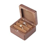 BIBTOO Mini joyero de Viaje, Caja de Madera for Guardar Anillos y Pendientes, Estilo Retro, tamaño pequeño.