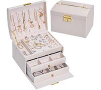 BIBTOO Organizador de Joyas, Caja de Almacenamiento de Joyas, cajón for aretes, Caja de joyería Vintage, Organizador de Pulseras, Caja de Regalo, Organizador de Joyas pequeño(3)
