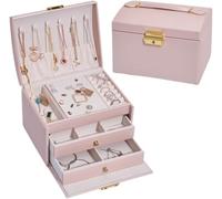 BIBTOO Organizador de Joyas, Caja de Almacenamiento de Joyas, cajón for aretes, Caja de joyería Vintage, Organizador de Pulseras, Caja de Regalo, Organizador de Joyas pequeño(4)