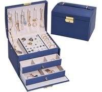 BIBTOO Organizador de Joyas, Caja de Almacenamiento de Joyas, cajón for aretes, Caja de joyería Vintage, Organizador de Pulseras, Caja de Regalo, Organizador de Joyas pequeño(1)