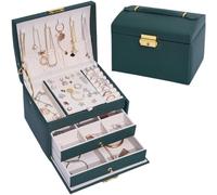 BIBTOO Organizador de Joyas, Caja de Almacenamiento de Joyas, cajón for aretes, Caja de joyería Vintage, Organizador de Pulseras, Caja de Regalo, Organizador de Joyas pequeño(2)