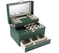 BIBTOO Organizador de Joyas de 3 Capas, joyero de Cuero sintético, Expositor de Joyas, Estuche de Almacenamiento for Pendientes, Anillos y Collares, Estuche de Viaje portátil.