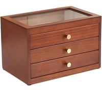 BIBTOO Organizador de Joyas de Madera Maciza Multicapa, cajón Organizador, Caja de Almacenamiento, Cajas de exhibición, Organizador de Joyas, Organizador de Joyas, Almacenamiento de aretes(1,2)