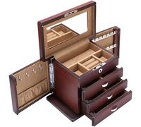 BIBTOO Organizador de Joyas Estuche de joyería Caja de joyería Grande de Madera Caja de Regalo de Madera Organizador Almacenamiento