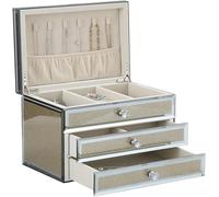 BIBTOO Organizador de Joyas for Mujer con 2 cajones, Estuche de Cristal for Joyas, Organizador de Terciopelo for Guardar Pendientes, brazaletes, Pulseras, Collares y Anillos.