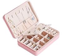 BIBTOO Organizador de Joyas, joyero, Caja de Almacenamiento, portátil, de Viaje, de Cuero, for Anillos, Collares, Pulseras y Pendientes.