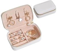 BIBTOO Organizador de Joyas, joyero, Caja de Almacenamiento, portátil, de Viaje, de Cuero, for Anillos, Collares, Pulseras y Pendientes.
