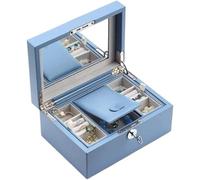 BIBTOO Organizador de Joyas, joyero de Madera, joyero con Cerradura, joyero de Doble Capa, Gran Capacidad, Creativo, for Bodas, joyeros for Mujer.(1)