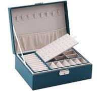 BIBTOO Organizador de Joyas, joyero pequeño, joyero de Viaje, Organizador de Joyas de Cuero de Doble Capa for Mujeres y niñas, Cajas de Regalo for Mujeres.(2)