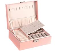 BIBTOO Organizador de Joyas, joyero pequeño, joyero de Viaje, Organizador de Joyas de Cuero de Doble Capa for Mujeres y niñas, Cajas de Regalo for Mujeres.(3)