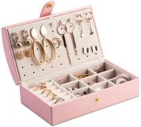 BIBTOO Organizador de Joyas, joyero pequeño, portátil, de Cuero, con Arco, Estuche de Viaje for Guardar Pendientes, Collares, Anillos y Cajas de joyería for Mujer.(4)