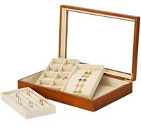 BIBTOO Organizador de Joyas Multifuncional, Caja de Madera for Guardar Joyas, Bandeja de Microfibra for exhibir Anillos y Pulseras, Organizador de Joyas pequeño(1)