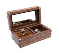 BIBTOO Organizador de Joyas portátil de Madera for Anillos, Pendientes y Bandeja de exhibición.(3,2)
