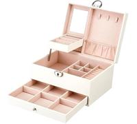 BIBTOO Organizador de Joyeros Exquisito Joyero Caja de Almacenamiento de Joyas con Cerradura Tocador Exquisito Caja de Maquillaje Organizador de Joyas Pequeño