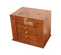 BIBTOO Organizador de Joyeros, Joyero, Caja de Almacenamiento de Joyas, Gran Capacidad, Caja Simple con Acabado Retro, Cajón Exhibidor, Espejo, Organizador de Joyas Pequeño(1)