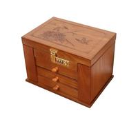 BIBTOO Organizador de Joyeros, Joyero, Caja de Almacenamiento de Joyas, Gran Capacidad, Caja Simple con Acabado Retro, Cajón Exhibidor, Espejo, Organizador de Joyas Pequeño(1)