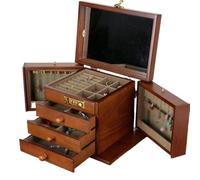 BIBTOO Organizador de Joyeros, Joyero, Caja de Almacenamiento de Joyas, Gran Capacidad, Caja Simple con Acabado Retro, Cajón Exhibidor, Espejo, Organizador de Joyas Pequeño(2)