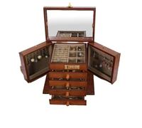BIBTOO Organizador de Joyeros, Joyero, Caja de Almacenamiento de Joyas, Gran Capacidad, Caja Simple con Acabado Retro, Cajón Exhibidor, Espejo, Organizador de Joyas Pequeño(2)