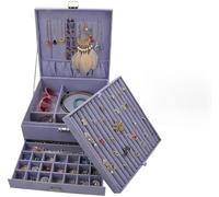 BIBTOO Organizador de Maquillaje de 3 Capas, joyero, Caja de Almacenamiento for Collares, Anillos, Pulseras, aretes, Relojes, joyero de Terciopelo.